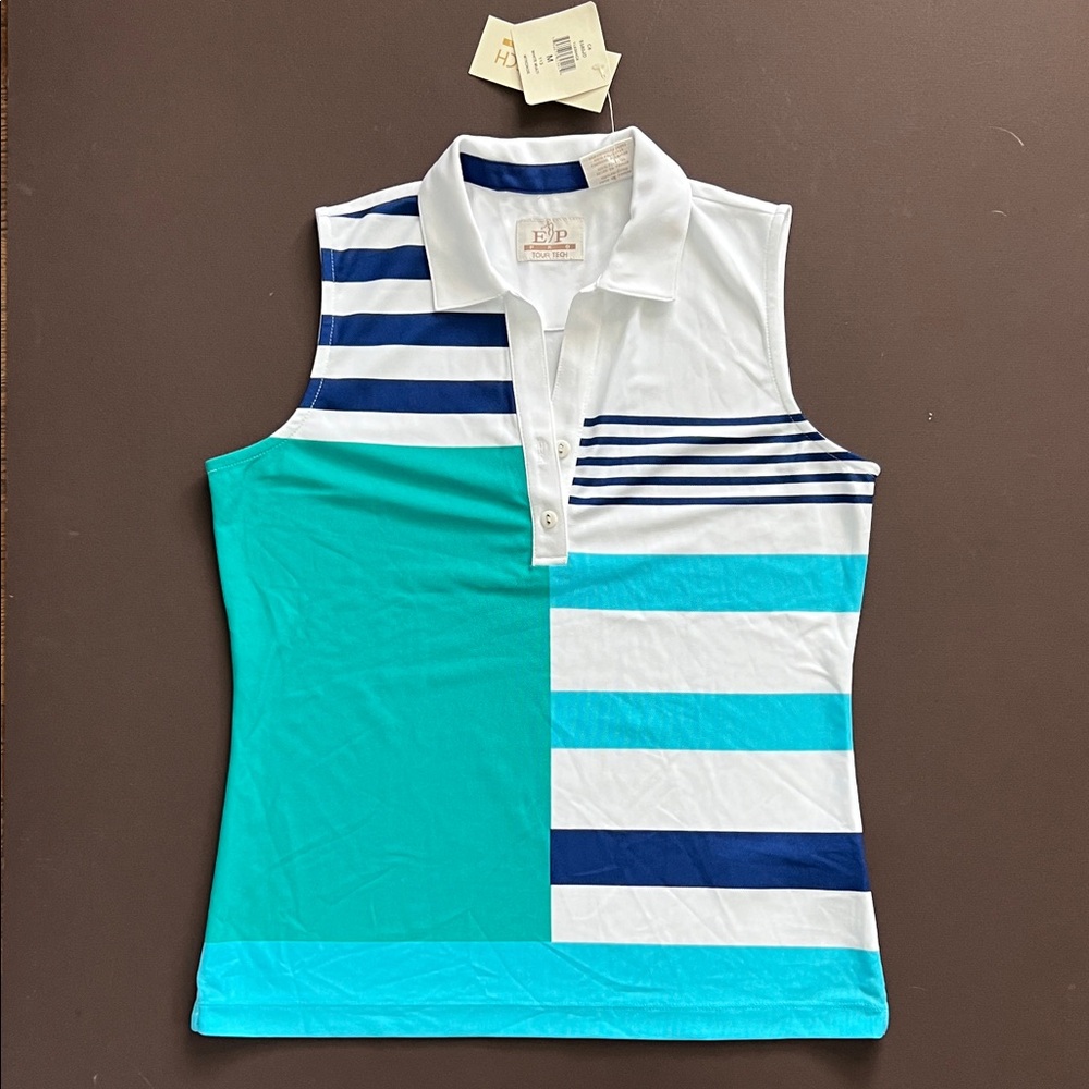 EP Pro Striped Sleeveless Polo Top